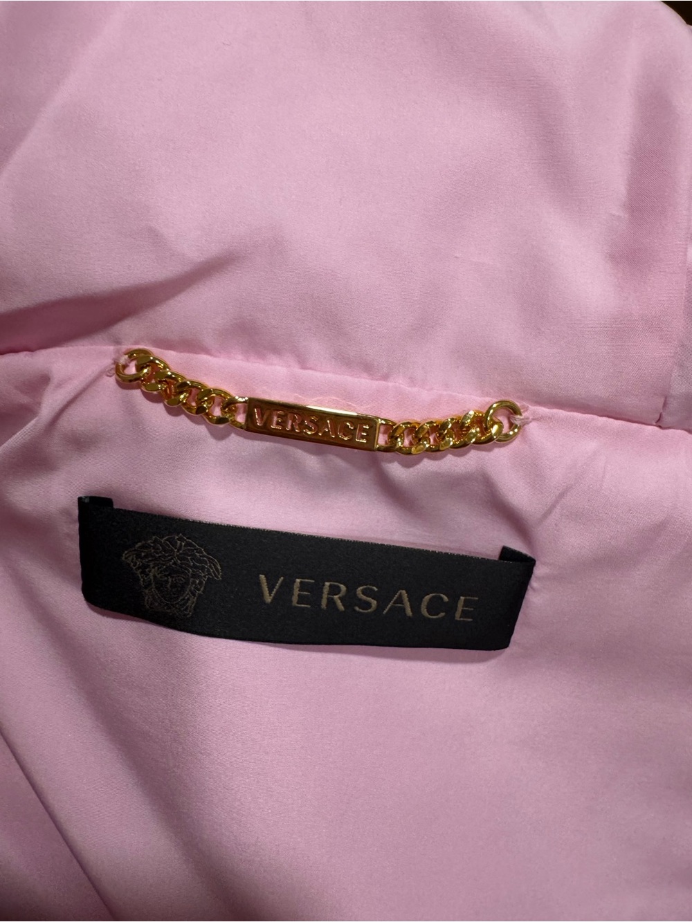 Versace Pink Logo Hooded Bomber Jacket - Picture 10 of 10
